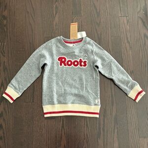 BNWT Roots Kids Heather Gray Sweatshirt with Red Accents